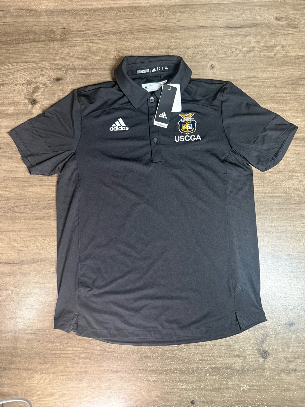Adidas USCGA Coast Guard Academy Tech Polo Mens M Black Aeroready NWT FQ1842